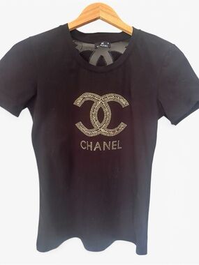 Black fitted top t shirt- S - night out style- worn once